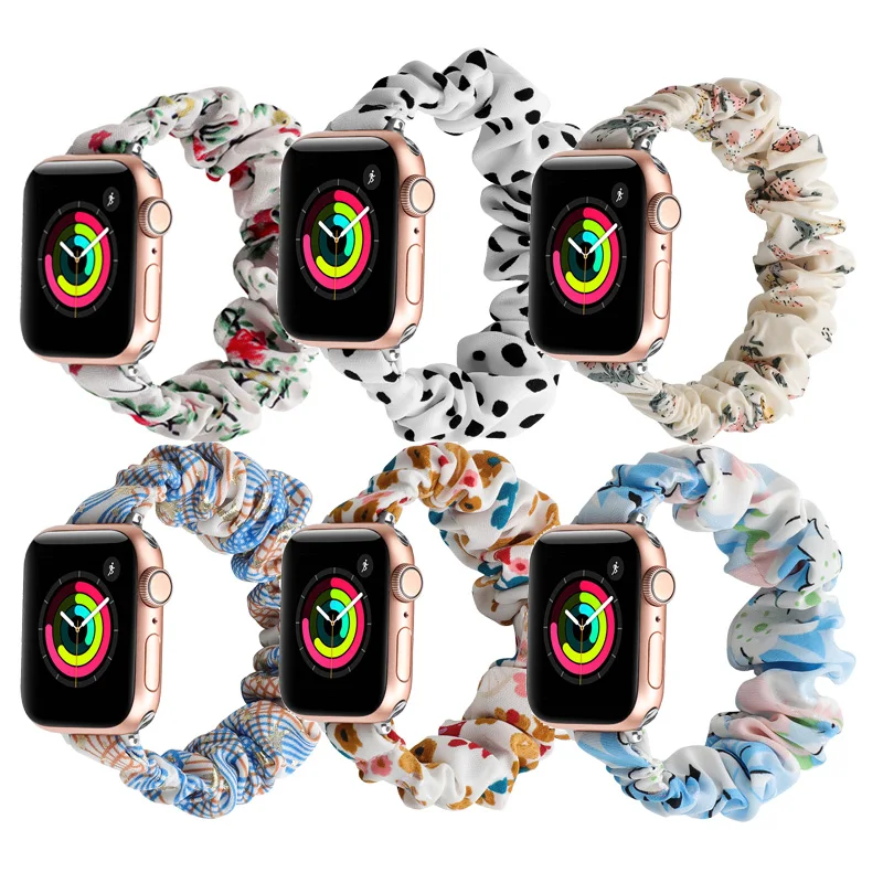 Enlarge Elastic Hair Loop Wristband for Apple Watch Band 42mm 40mm 38mm 44mm iWatch Bands Series SE 6 5 4 3 2 1 Bands Set Women