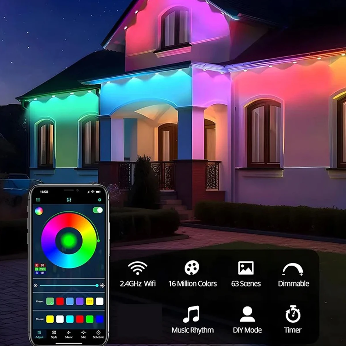 Bluetooth / WIFI Карнизы фонари Декоративные украшения Рождественский пульт управления