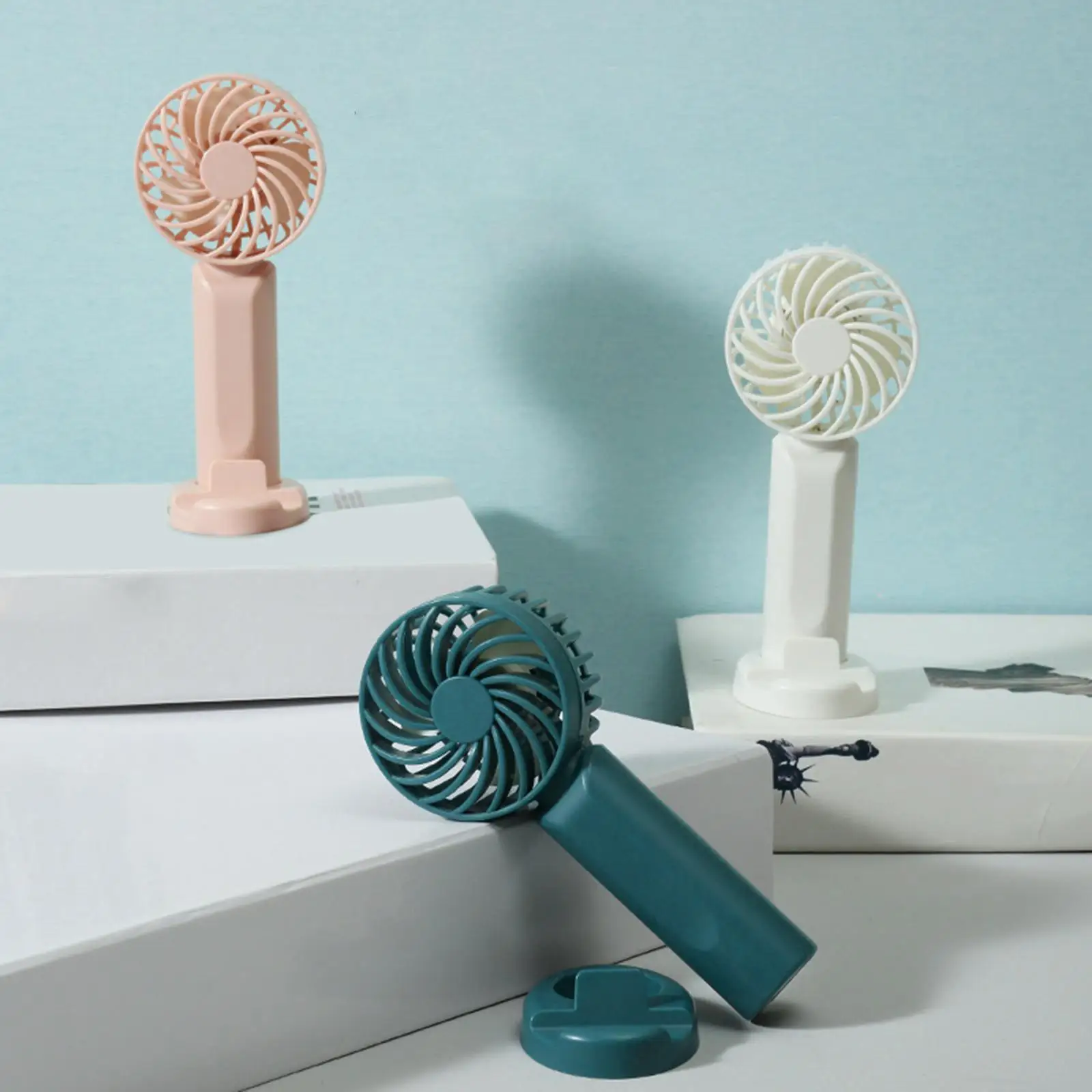 

Mini Handheld Fan Personal Portable Fan 3 Removable Recharging Battery Operated Desk Cooling Fan for Home Camping Travel