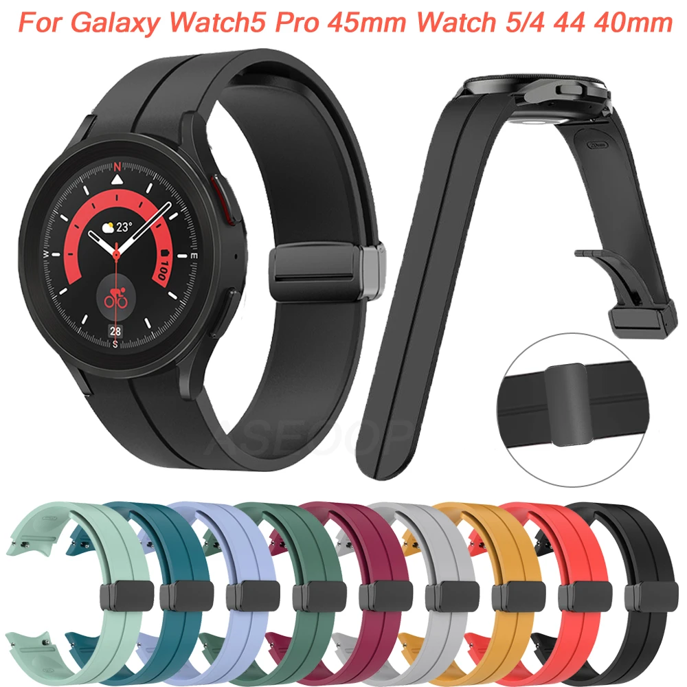 

Ремешок силиконовый для Samsung Galaxy Watch 5/4 44 40 мм Watch 5 Pro 45 мм, оригинальный браслет с магнитной застежкой для наручных часов 4 Classic 42 46 мм