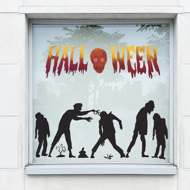 

Halloween Funny Zombie Skeleton Glass Window Wall Stickers Home Decoration Wall Decor Home Accessories Wallpaper