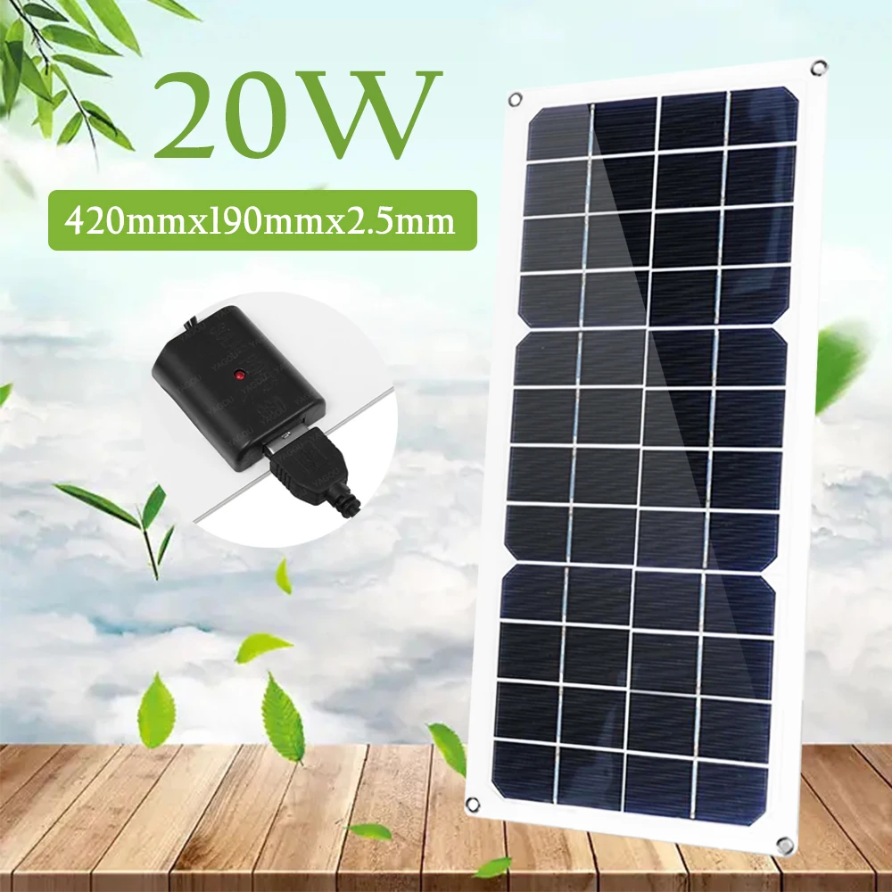 

20W Portable Solar Panel Generator 5V USB DIY Cell Battery Charger for Power Bank Outdoor Travel Camping Sunlight 420X190mm