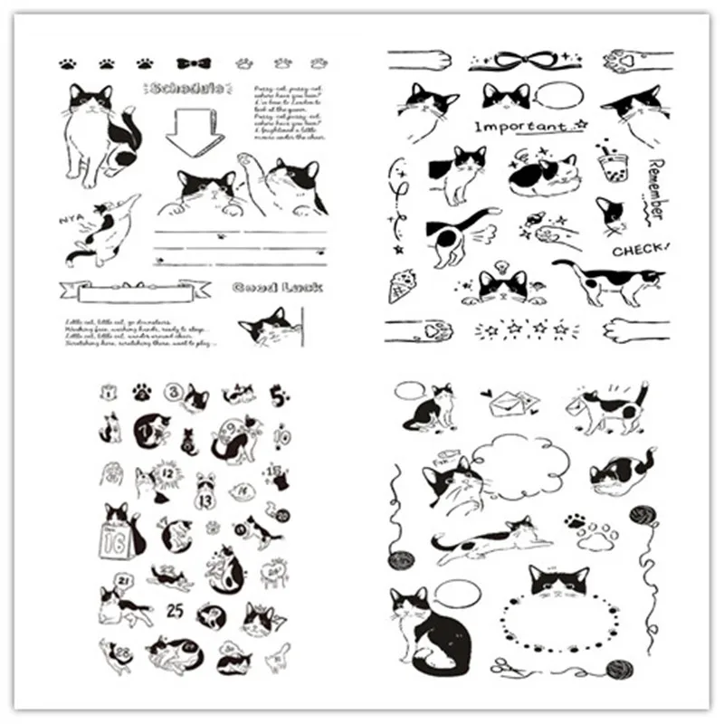 Прозрачный силиконовый штамп с кошкой/печать для скрапбукинга своими