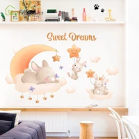 creative cartoon cute animals wall stickers for kids rooms baby bedroom wall decoration home decor self adhesive vinyl sticker