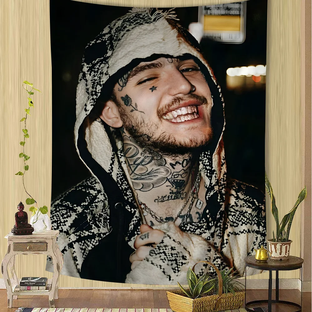 Большой настенный гобелен с рэперской певью Lil Peep декоративный Будды в индийском