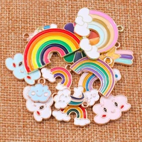 10pcslot cute enamel rainbow clouds charms for jewelry making diy earrings pendants necklaces handmade bracelets accessories