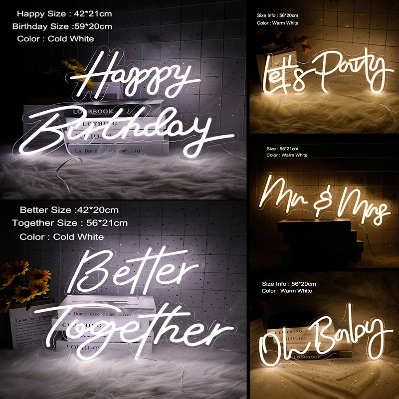 Светодиодный неоновый светильник для дня рождения прозрачная акриловая