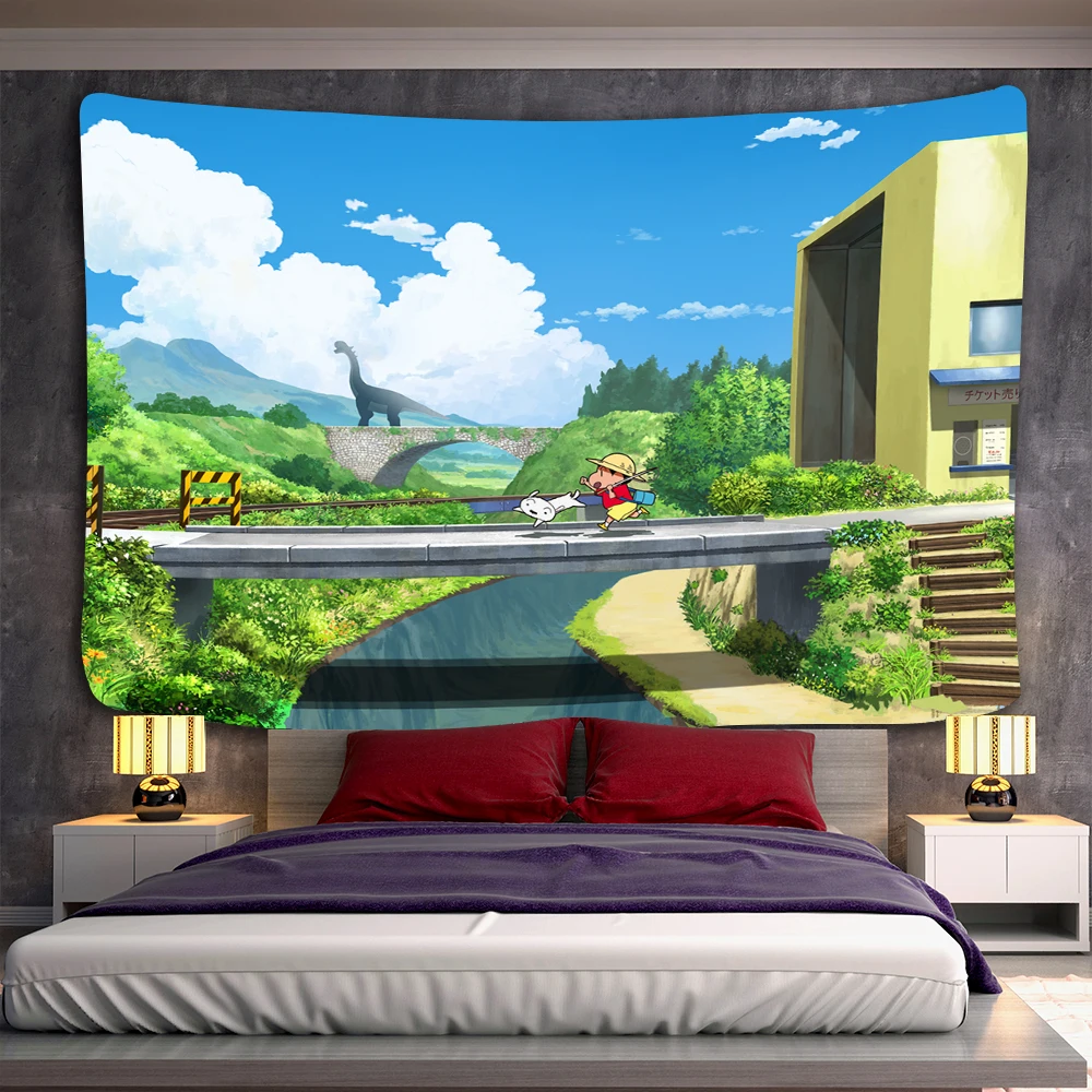 

New Anime Crayon Shin-chan tapestry cute landscape room decor college dorm decoration kawaii washing tapestry hanging tapestrys