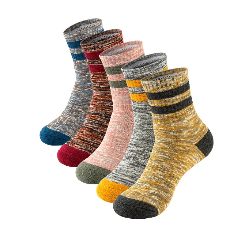 Autumn Winter New Women Tube Socks Striped Cotton Sweat-absorbent Breathable Casual Men's Socks