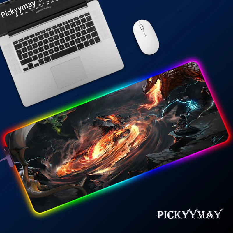

World Of Warcraft Gaming Mouse Pad RGB Backlight Mat 900x400 Gamer XXL Computer Mousepad Hyper Non-Slip Rubber Desk Mat For PC