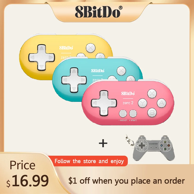 Мини-контроллер 8bitdo Zero 2 с Bluetooth совместимый Nintendo Switch Windows Android macOS - купить по