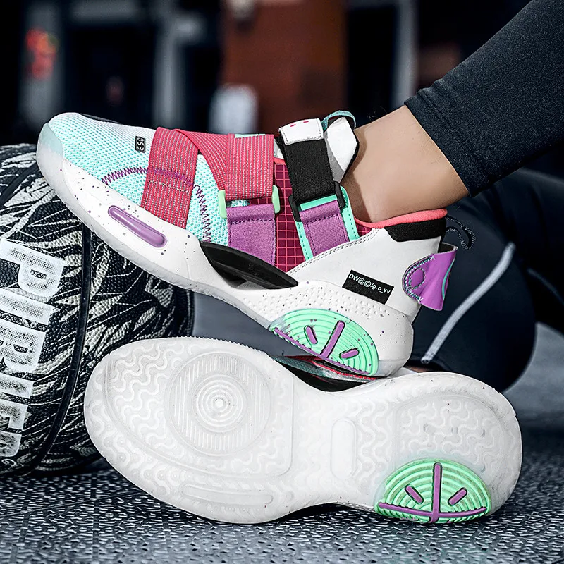 

Мужские баскетбольные туфли, дышащие сетчатые кроссовки на платформе, с низким крючком и петлей, мужская обувь