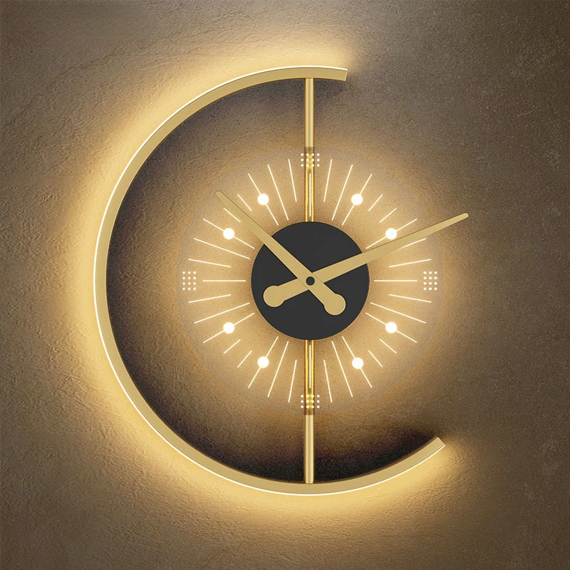 Modern Minimalist Led Wall Lamp With Clock Bedroom Dining Ro