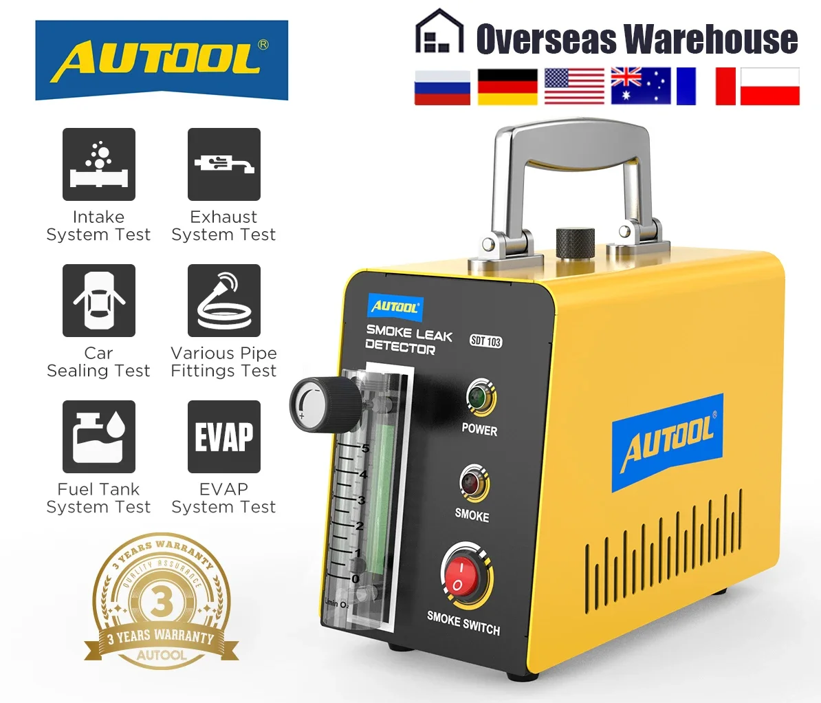 Автомобильный детектор утечки дыма AUTOOL SDT103, генератор для курения ...