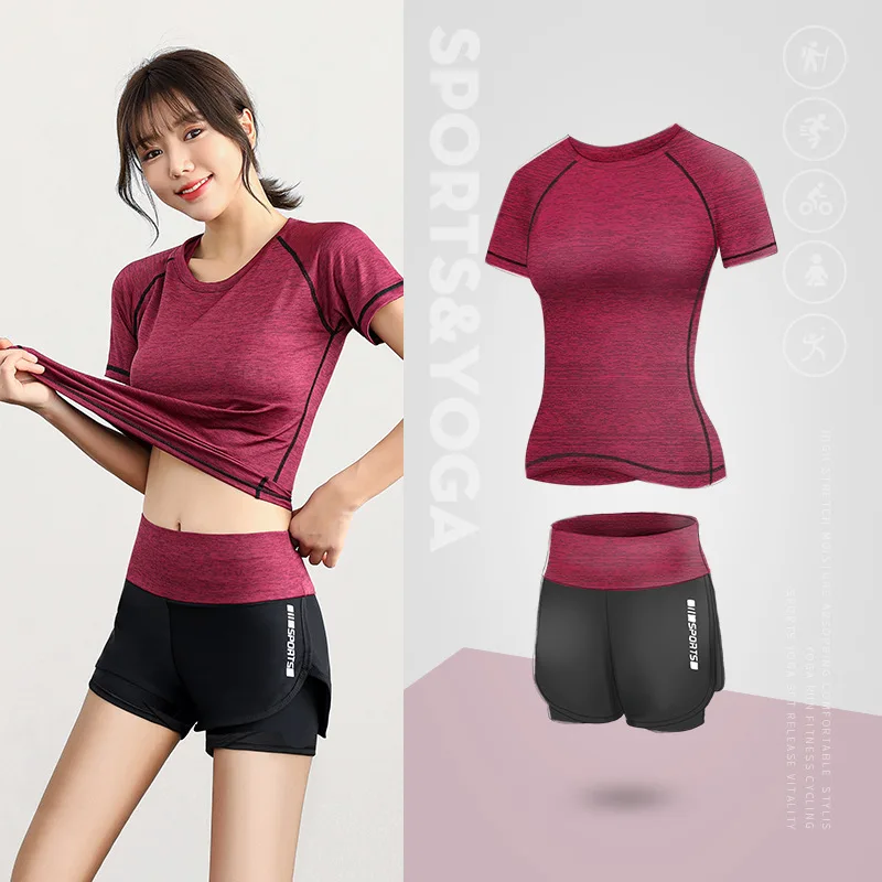 Summer five-piece new breathable high waist slimming running sports suit women's yoga wear women