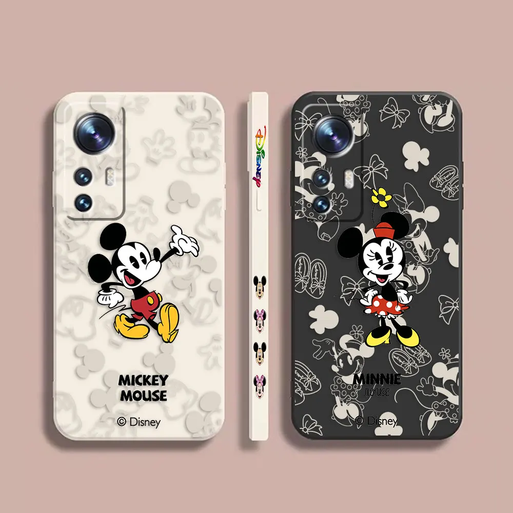 

Case For Xiaomi 13 12 12S 11 11T 10 10S 9 9SE 8 8SE Pro Ultra Lite Colour Simple Liquid Silicone Case Funny Mickey Minnie Mouse