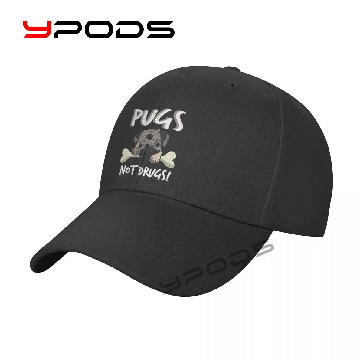 

printing Baseball Cap Pugs Not Drugs Adorable Sun Caps Fishing Hat for Men Women Unisex-Teens Snapback Flat Bill