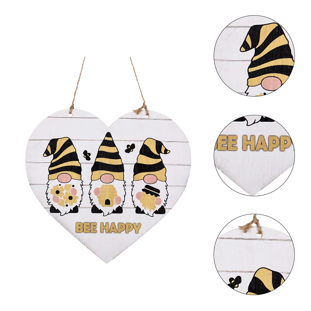 

Decorative Heart Shape Pendant Dwarf Patterns Hanging Adornment Wooden Hangtag