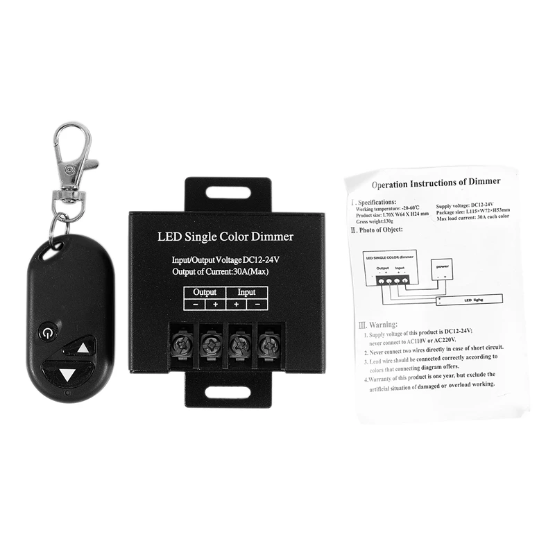 

SEWS-30A Single Channel Led Dimmer Controller With 3 Key Wireless Rf Remote Control For Single Color 5050 3528 Led Striplight