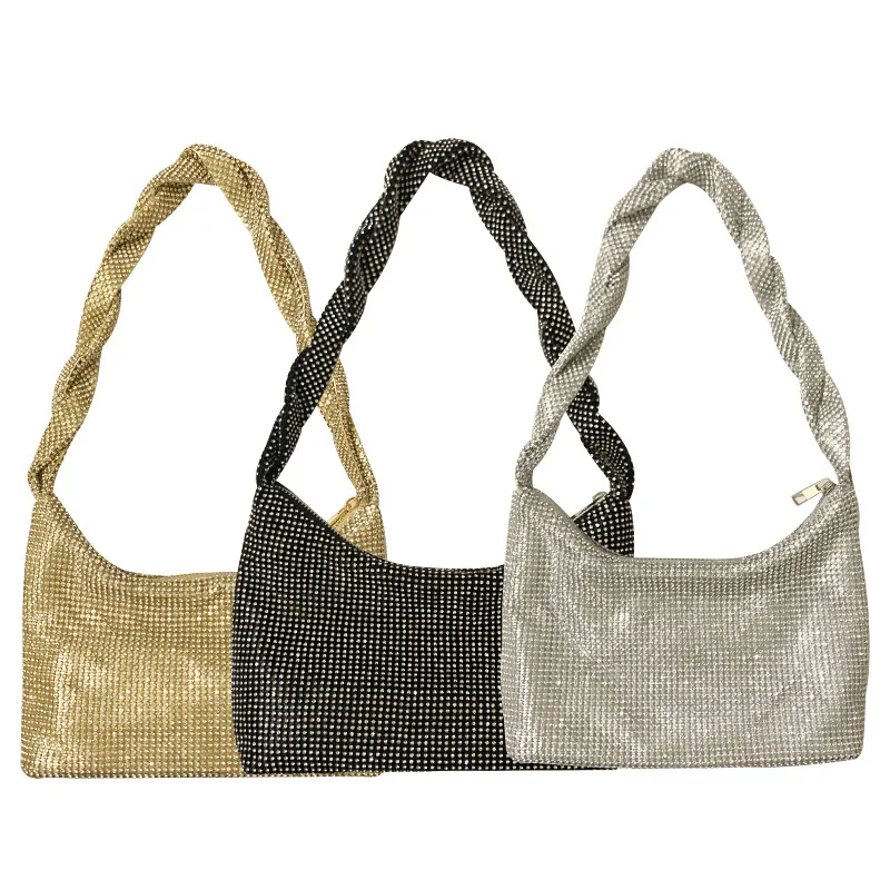 

2023 hot selling diamond evening bag female Tide Flash knotted pure handmade underarm banquet dinner bag for women