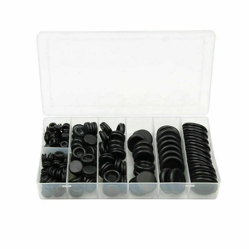 

170pcs Black Rubber Grommet Protective coil Double-sided Firewall Hole Plug Retaining Ring Parts Car Electrical Wire Gasket Kit