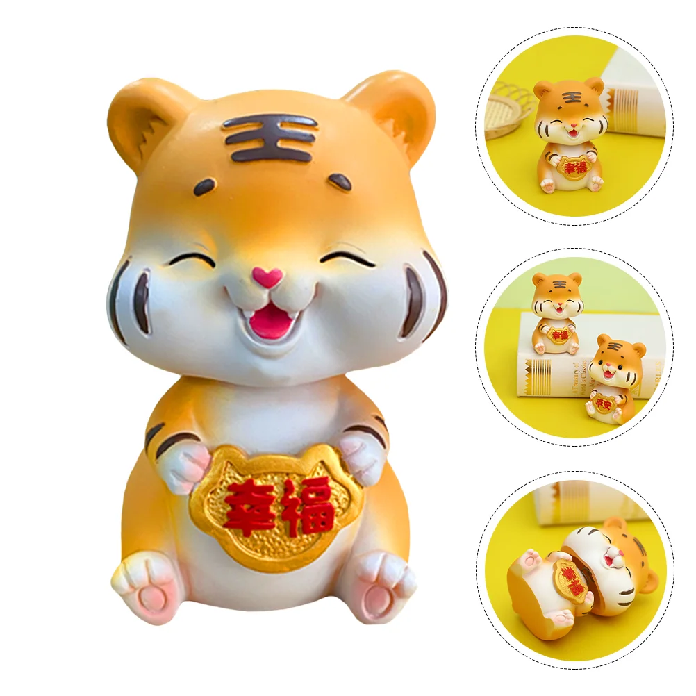 

1pc Creative Resin Tiger Craft Decor Chic Tiger Model Ornament Car Ornament