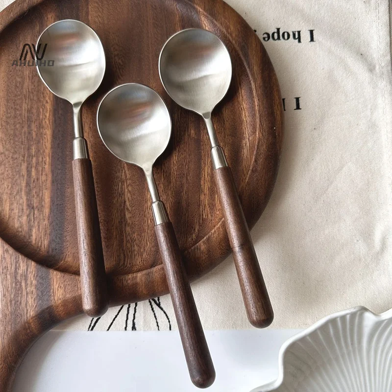 1 шт. винтажные столовые приборы с ручкой из нержавеющей стали 304 плоская