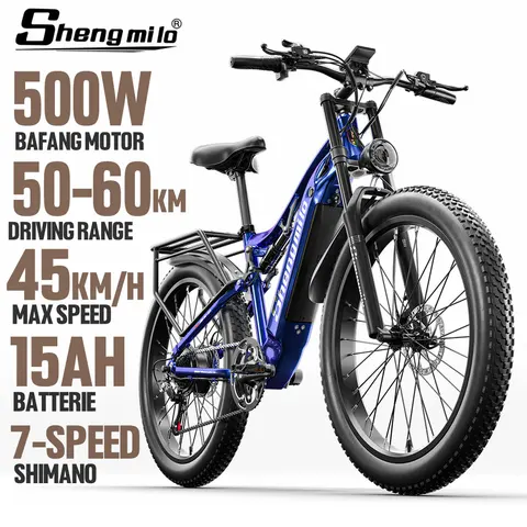 [Почти новый] Shengmilo MX03 26-дюймовый Электрический горный велосипед, мотор BAFANG 500 Вт, батарея 48V1 5AH, двойной токовый 7 маслотормоз