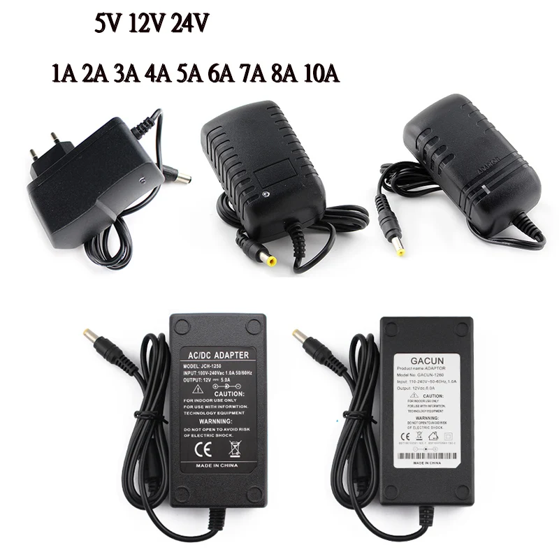 

High Quality Adapter AC-DC Source 5V 12V 24V Power Supply 1A 2A 3A 4A 5A 6A 7A 8A 10A LED Lighting Transformer Enough Current