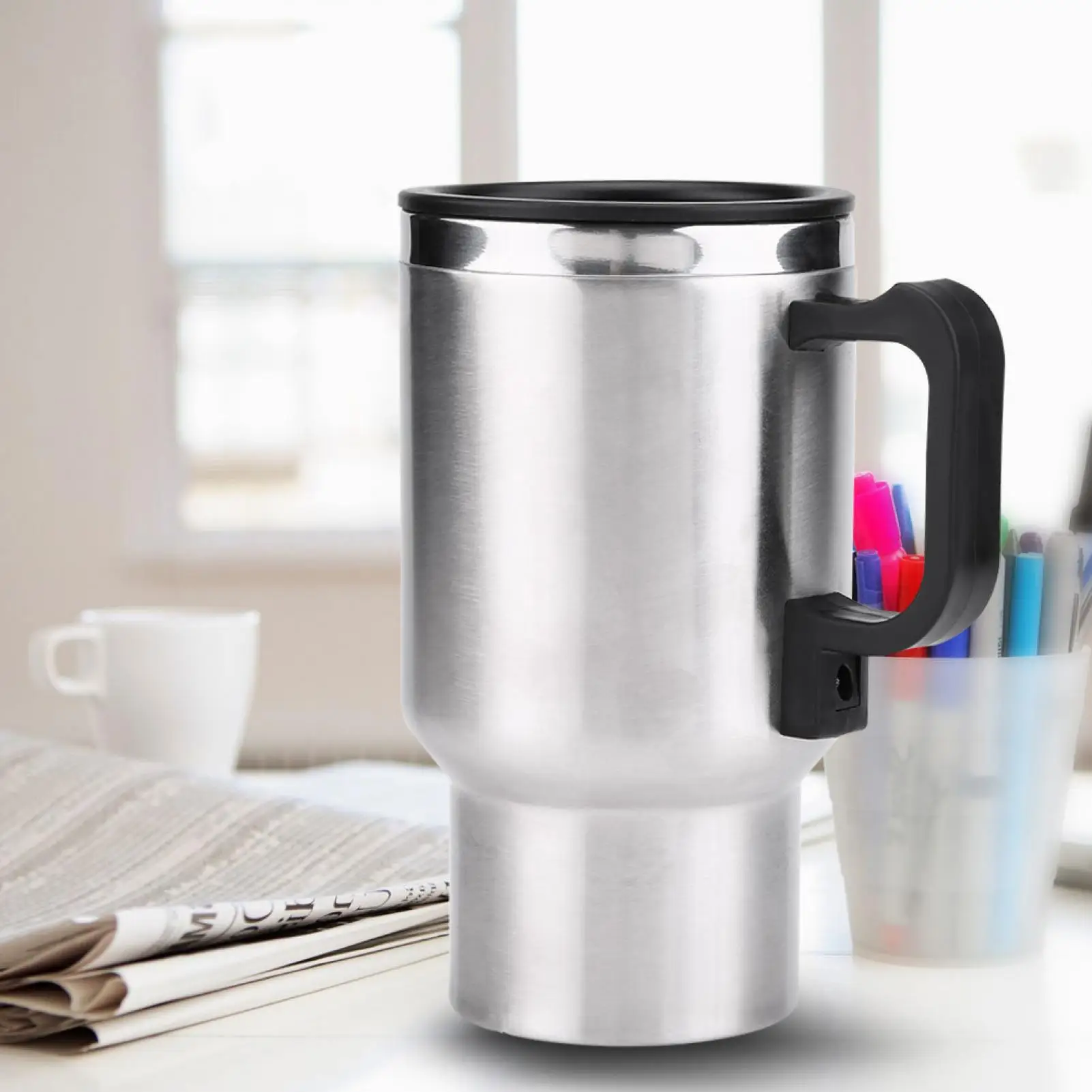 

Travel Heating Cup, Electric Water Kettle, 12V 450ml Electric In‑car Stainless Steel Travel Heating Cup Coffee Tea Car Cup Mug