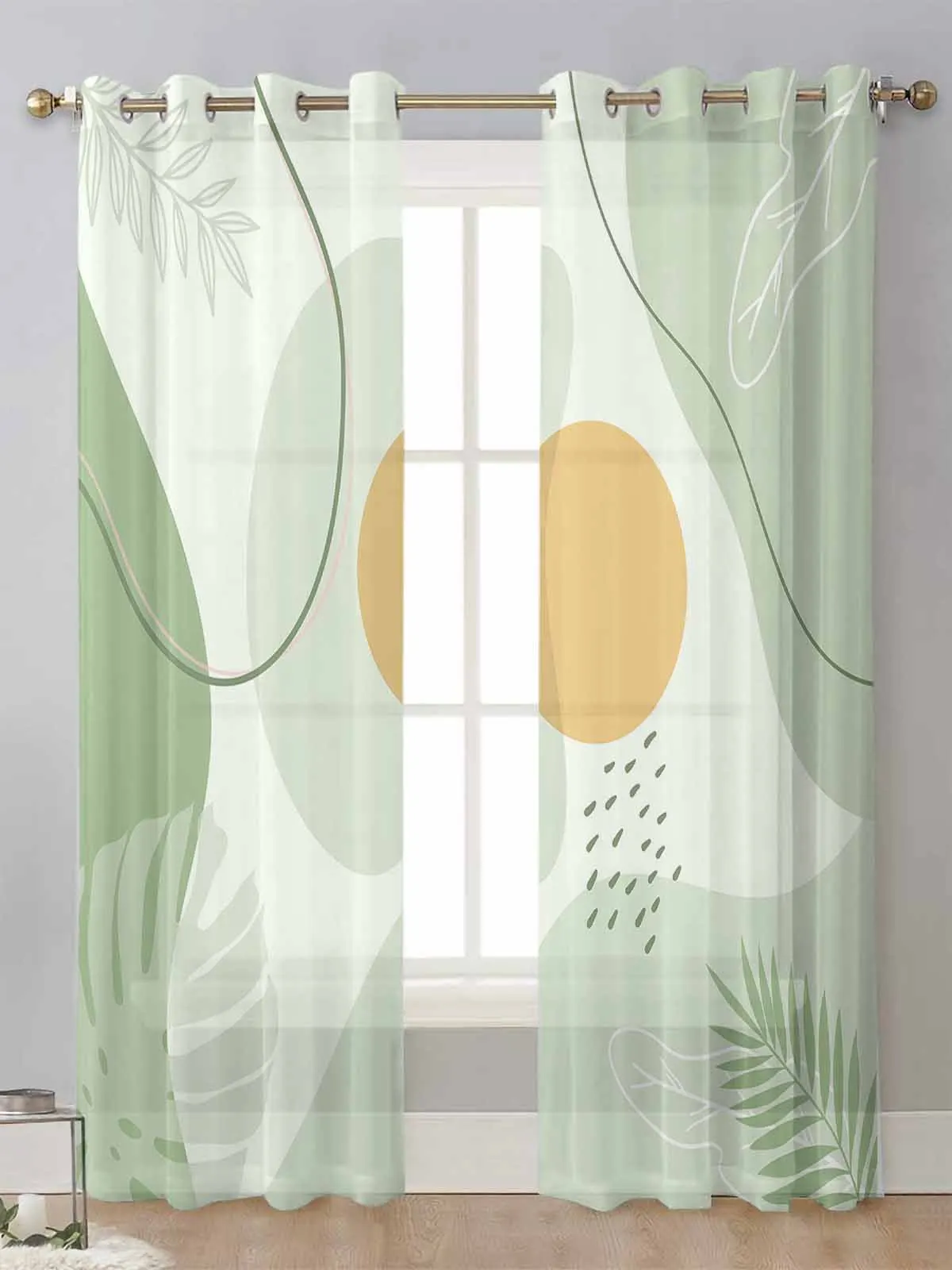

Bohemian Minimalist Geometric Plants Sheer Curtains For Living Room Window Voile Tulle Curtain Cortinas Drapes Home Decor