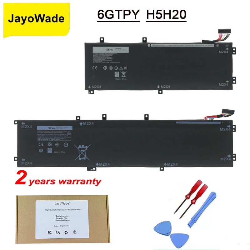 Аккумулятор JayoWade 6gtpy H5H20 для ноутбука DELL XPS 15 9570 9560 7590 для DELL Precision 5520 5530 Series, 11,4 в, 97 Втч