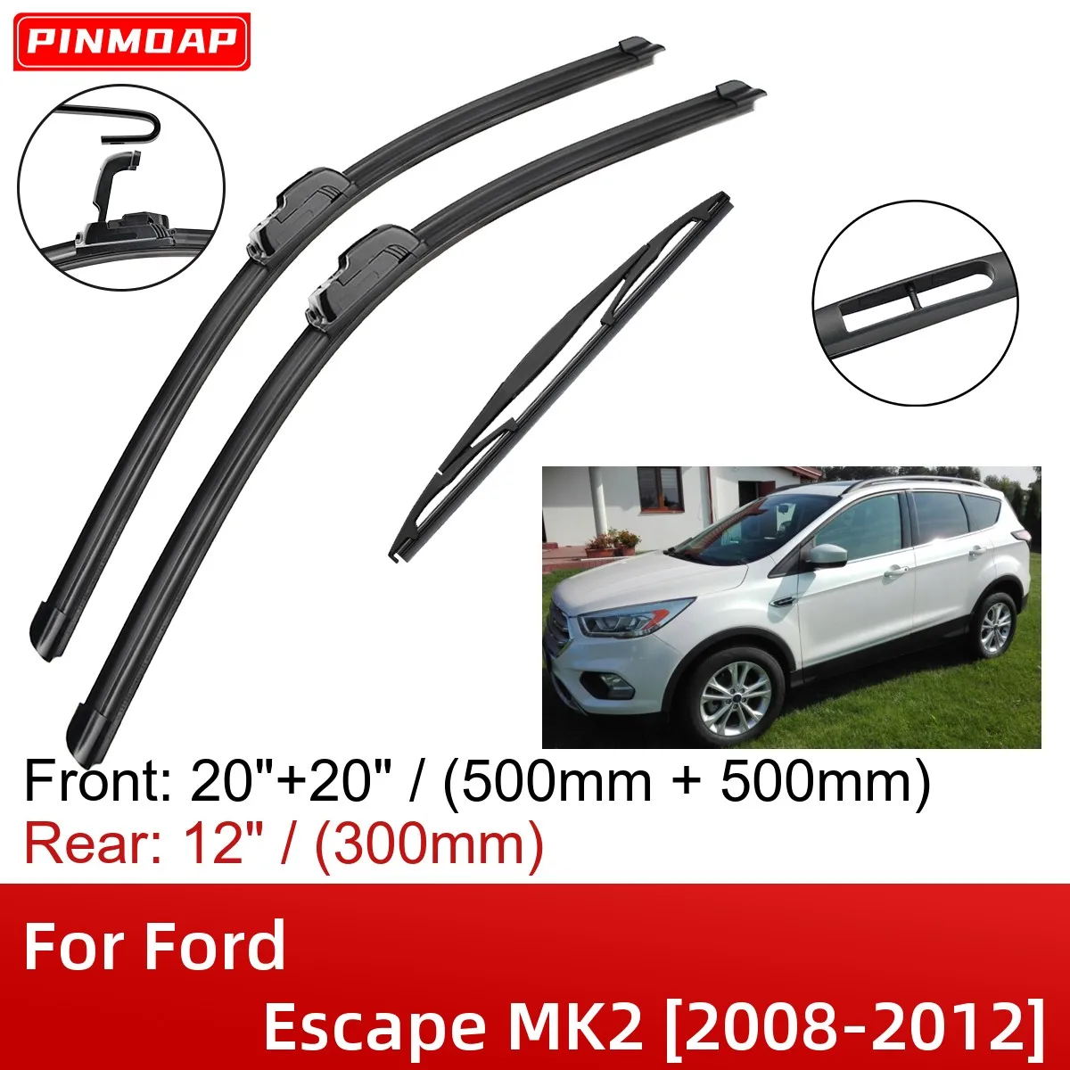 

Щетки стеклоочистителя для Ford Escape MK2, 2008-2012 дюйма, 20 дюймов + 20 дюймов + 12 дюймов, аксессуары для резака, 2008, 2009, 2010, 2011, 2012