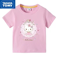 takara tomy summer thin childrens hello kitty cotton cute short sleeved baby sweat absorbing breathable soft t shirt