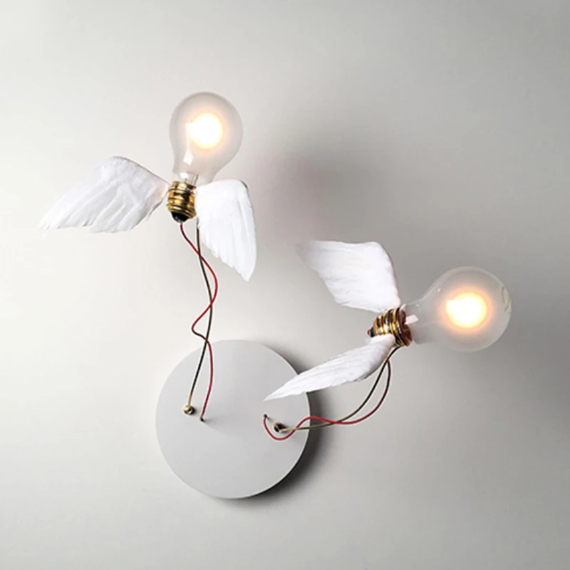 

Creative art angel wing bird feather wall lamp bedroom living room table lamp