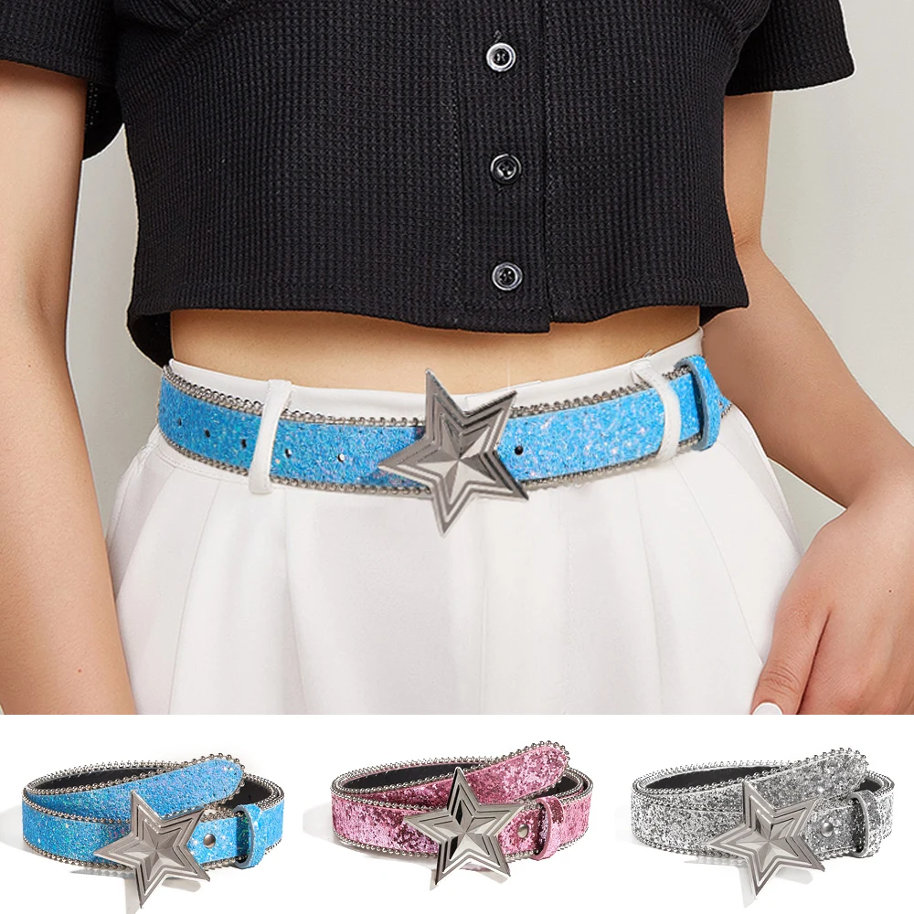 

Женский ремень из искусственной кожи, с блестками