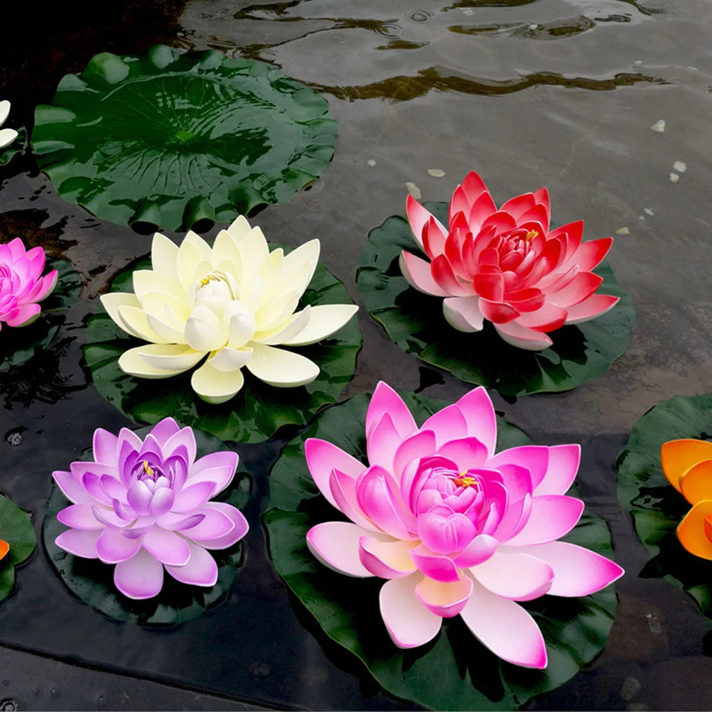 

Lotus Artificial Lily Floating Water Flower Flowers Pond Padsfor Decorpondspool Fake Simulation Leaves Decorations Decoration