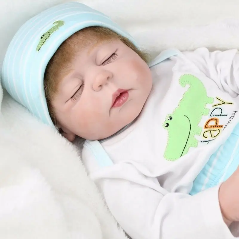 Realistic Full Body Silicone Vinyl Reborn Baby Doll 22'' Handmade Boy Alive Gift Toys For Girls