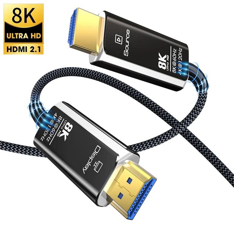

HDMI Optical Fiber Cable 8K 60Hz 4K 120Hz HDMI 2.1 Fiber Optic Cables Ultra High Speed 48Gbps HDR eARC 3D HDCP for TV Projector