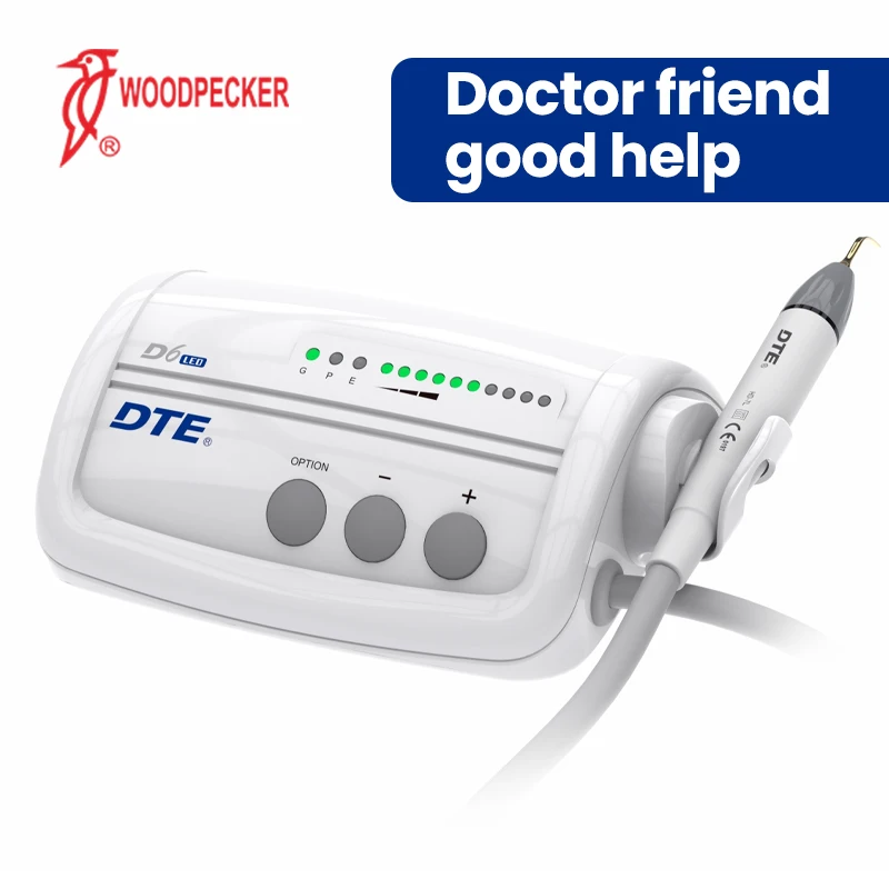 

WOODPECKER DTE D6 светодиодный Ультразвуковой скалер с микрокомпьютерным управлением, автоматическое отслеживание частоты, точный отрицательный