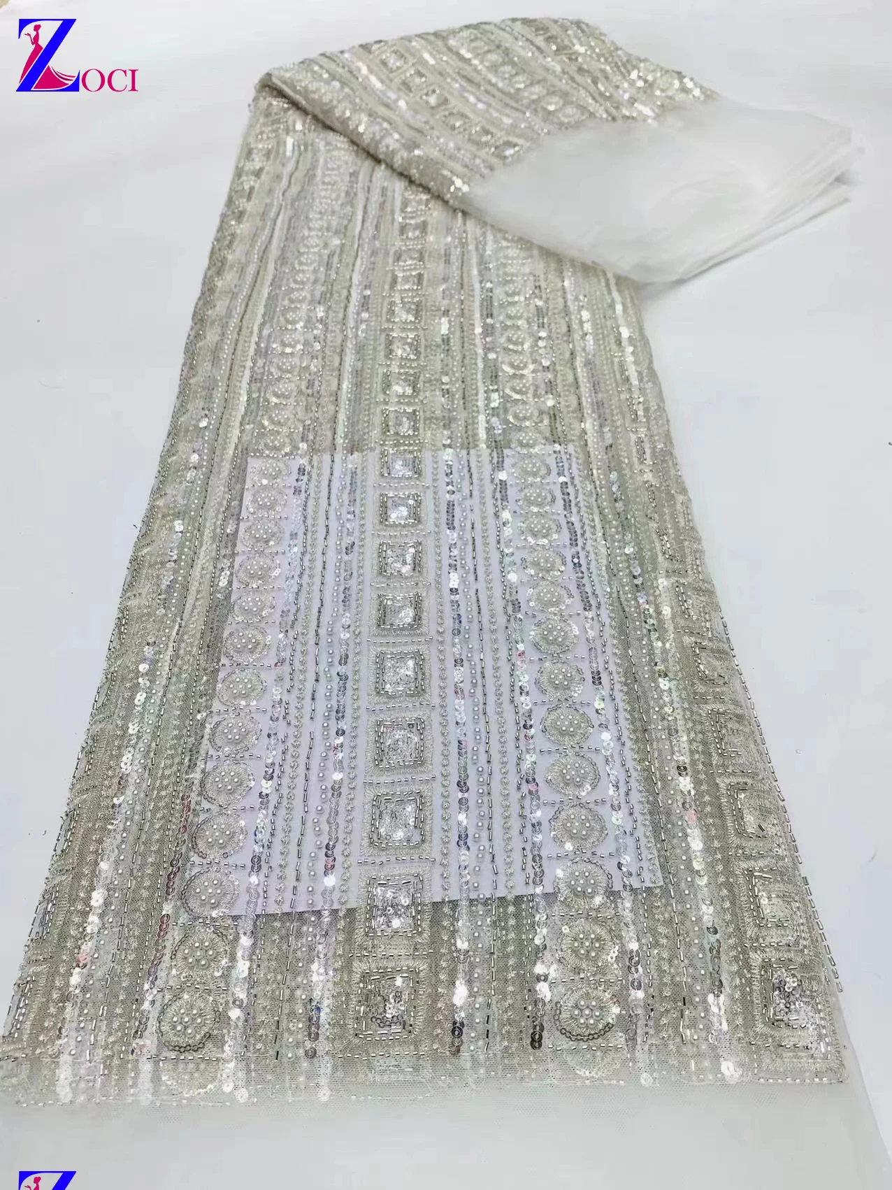 

2023 Высококачественная французская вышивка, кружевная ткань, африканская нигерийская ткань с блестками для свадебного платья