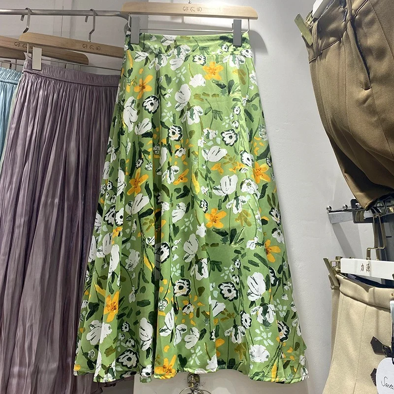 

Skirt Women's Fashion 2022 Summer New High-waisted Slim Mid-length Printed Skirt Women's A-line Umbrella Skirt