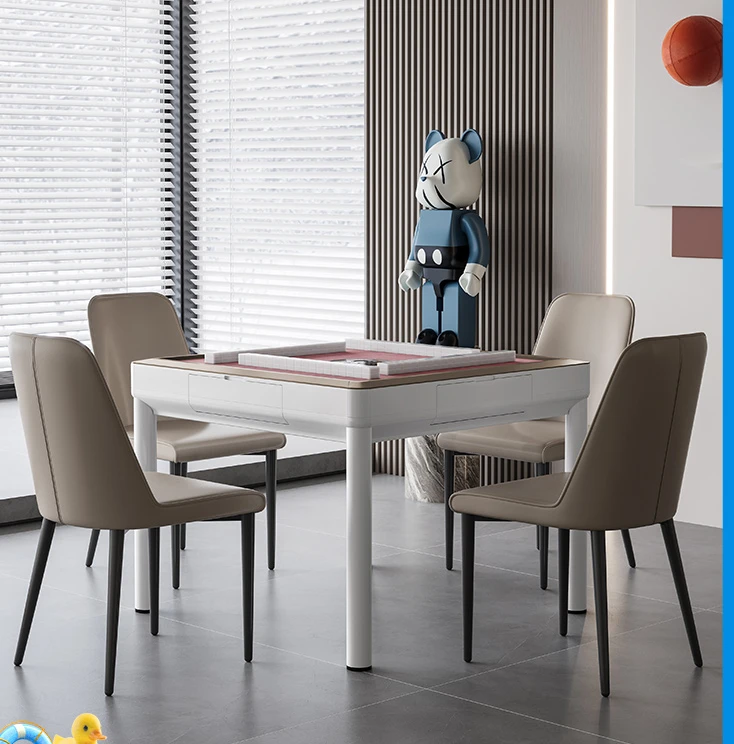 

Полностью автоматический домашний электрический обеденный стол для Маджонга, розовый стол для Маджонга двойного назначения с четырьмя портами