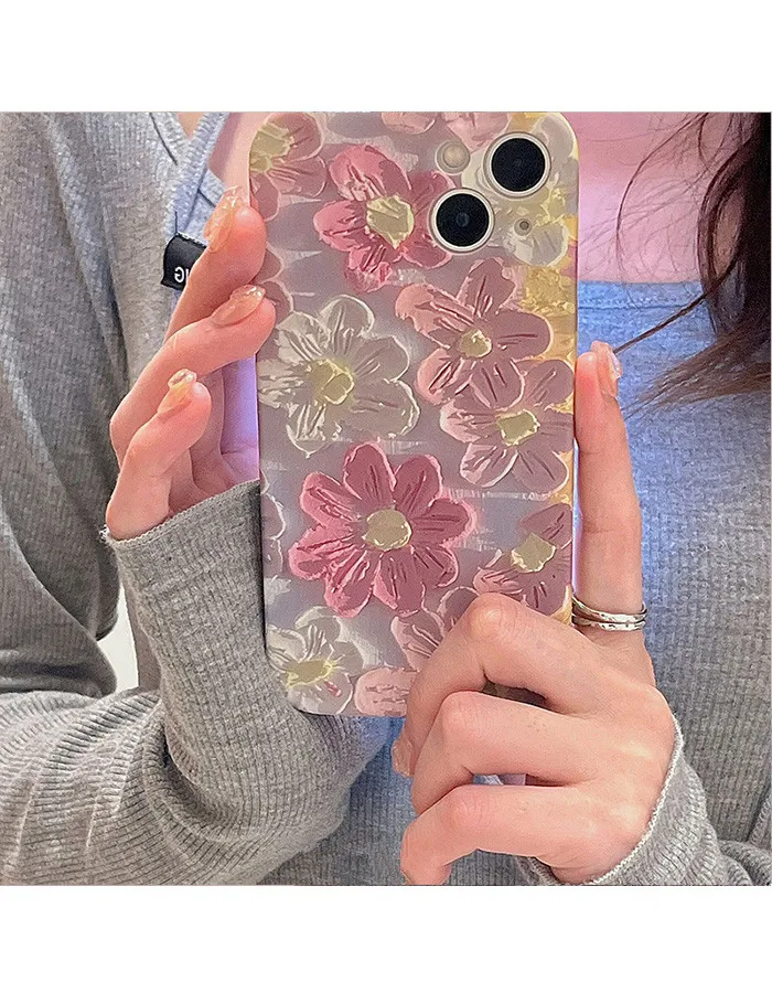 

Роскошный чехол для телефона с изображением граффити цветов для iPhone 13 12 11 Pro Max Xs Max Xr X, летняя Матовая Мягкая задняя крышка из ТПУ с цветочным ...