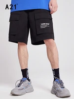 a21 mens casual baggy black drawstring shorts summer 2022 fashion printed straight cargo shorts male vintage loose sweatshorts