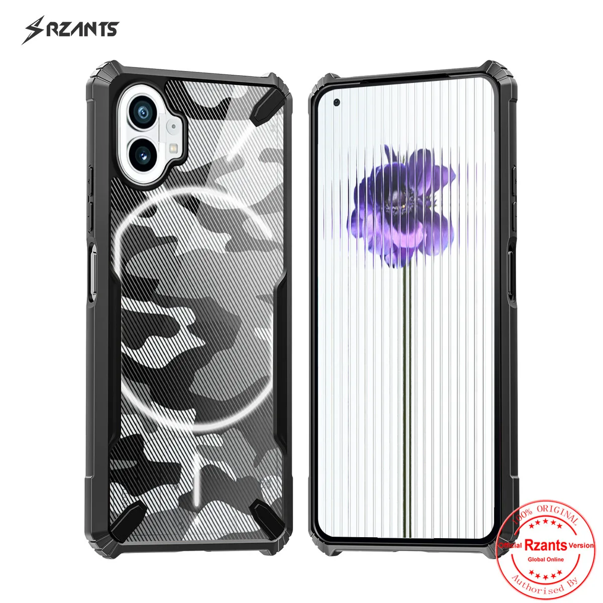 

Rzants For Nothing phone 1 Case Hard [Camouflage Bull] Shockproof Slim Crystal Clear Cover Funda Thin Casing