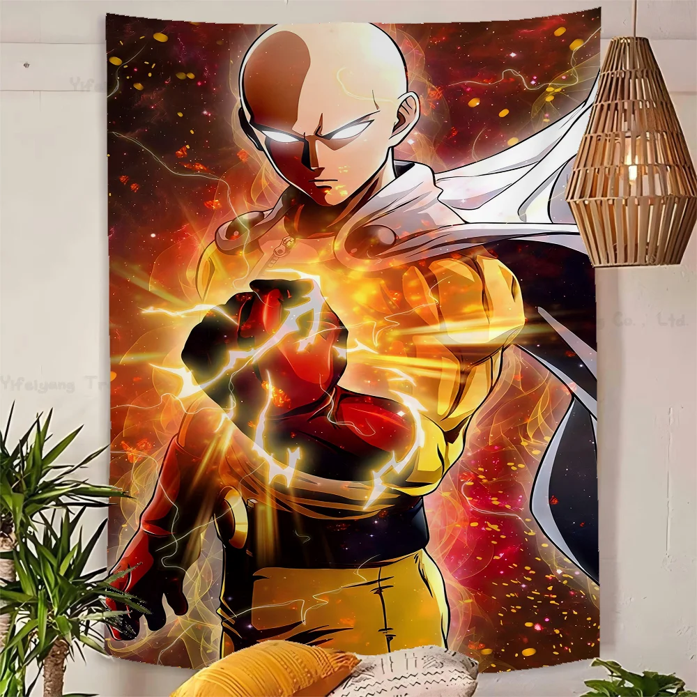 Большой настенный гобелен с принтом One Punch Man Сайтама дешевый в стиле хиппи