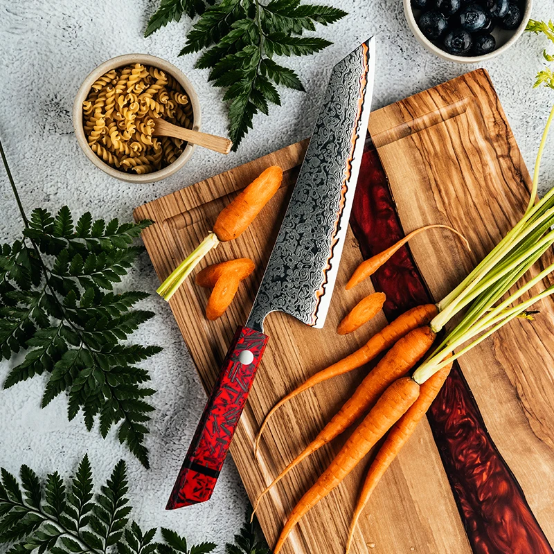 Grandsharp 8 дюймов нож Kiritsuke 55 слоев медь Дамасская сталь кухонные аксессуары