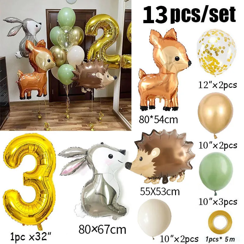 

Золотой 32-дюймовый воздушный шар из фольги с номером животных Yaobener