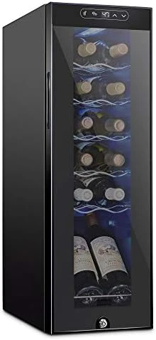 

12 Compressor Wine Cooler Refrigerator w/Lock | Large Freestanding Wine Cellar | 41f-64f Digital Temperature Control Wine Fridg